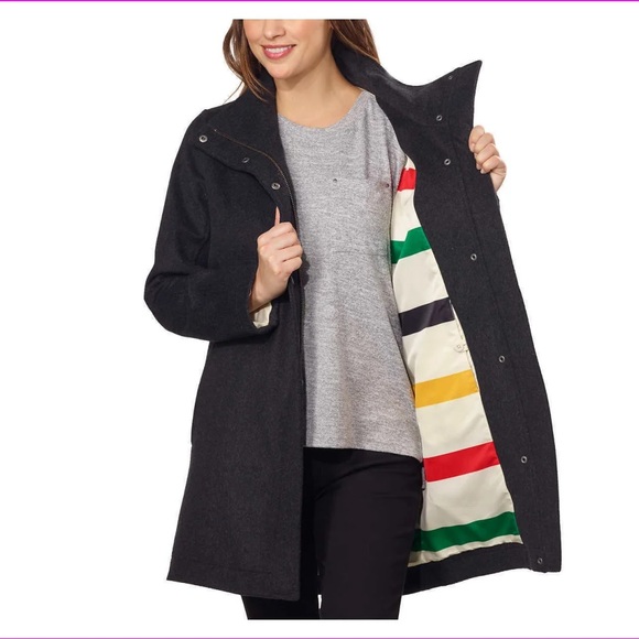 Pendleton Jackets & Blazers - NEW Pendleton Water Resistant Cascade Wool Campbell Jacket Coat Glacier Stripe